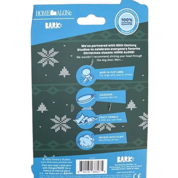 Bark Home Alone Marv Dog Toy Christmas‎ Villain Squeaky Crinkle Thrash Plush - Picture 4 of 4